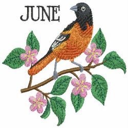 Monthly Birds 06(Sm) machine embroidery designs