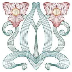 Rippled Art Nouveau Flowers 01(Md) machine embroidery designs