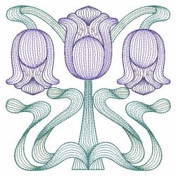 Rippled Art Nouveau Flowers 02(Md) machine embroidery designs