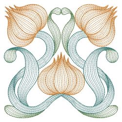 Rippled Art Nouveau Flowers 03(Lg) machine embroidery designs