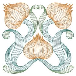 Rippled Art Nouveau Flowers 03(Md) machine embroidery designs