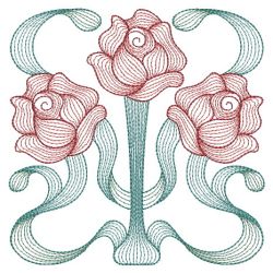 Rippled Art Nouveau Flowers 04(Lg) machine embroidery designs