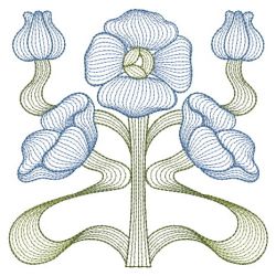Rippled Art Nouveau Flowers 05(Lg) machine embroidery designs