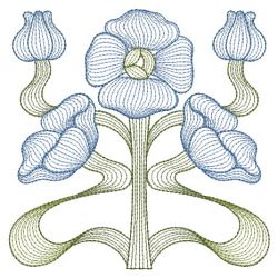 Rippled Art Nouveau Flowers 05(Sm) machine embroidery designs