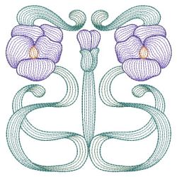 Rippled Art Nouveau Flowers 07(Md) machine embroidery designs