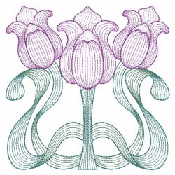 Rippled Art Nouveau Flowers 08(Sm) machine embroidery designs