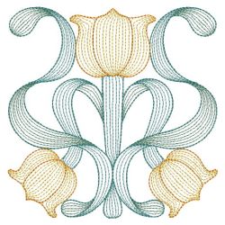 Rippled Art Nouveau Flowers 10(Sm) machine embroidery designs
