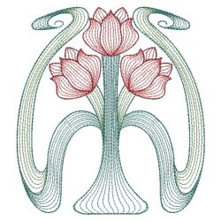 Rippled Art Nouveau Flowers 2 02(Lg) machine embroidery designs