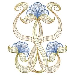 Rippled Art Nouveau Flowers 2 03(Lg) machine embroidery designs