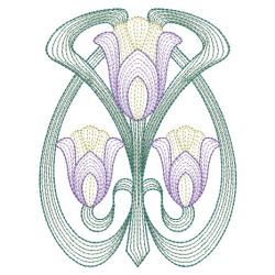 Rippled Art Nouveau Flowers 2 05(Sm) machine embroidery designs