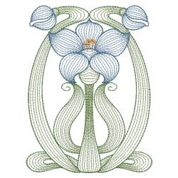Rippled Art Nouveau Flowers 2 09(Md) machine embroidery designs