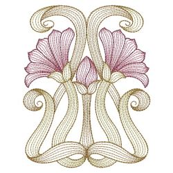 Rippled Art Nouveau Flowers 2 10(Md) machine embroidery designs