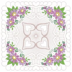 Trapunto Floral Quilt Block 03(Sm)