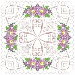 Trapunto Floral Quilt Block 09(Sm)