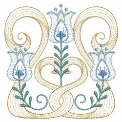 Rippled Art Nouveau Flowers 3 04(Lg) machine embroidery designs