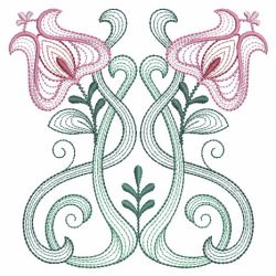 Rippled Art Nouveau Flowers 3 07(Md) machine embroidery designs