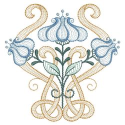 Rippled Art Nouveau Flowers 3 08(Md) machine embroidery designs