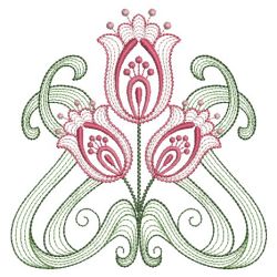 Rippled Art Nouveau Flowers 3 09(Md) machine embroidery designs