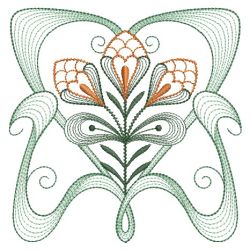 Rippled Art Nouveau Flowers 3 10(Md) machine embroidery designs