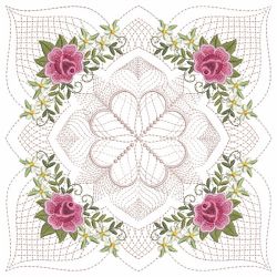 Trapunto Rose Quilt Block 7 10(Sm) machine embroidery designs