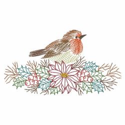 Vintage Christmas Robin 04(Md) machine embroidery designs
