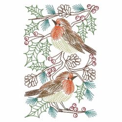 Vintage Christmas Robin 06(Md) machine embroidery designs
