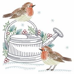 Vintage Christmas Robin 07(Md) machine embroidery designs