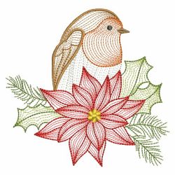 Rippled Christmas Robin 02(Md) machine embroidery designs