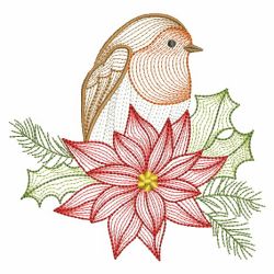 Rippled Christmas Robin 02(Lg) machine embroidery designs