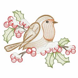 Rippled Christmas Robin 03(Md) machine embroidery designs