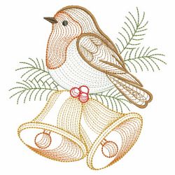 Rippled Christmas Robin 05(Md) machine embroidery designs