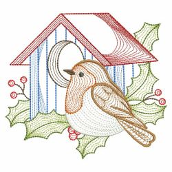 Rippled Christmas Robin 06(Md) machine embroidery designs