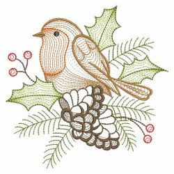 Rippled Christmas Robin 07(Md) machine embroidery designs
