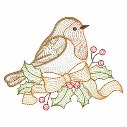 Rippled Christmas Robin 09(Md) machine embroidery designs
