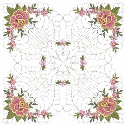 Trapunto Feather Rose Quilt 01(Sm) machine embroidery designs