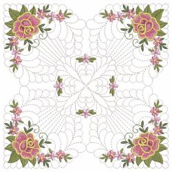 Trapunto Feather Rose Quilt(Lg) machine embroidery designs