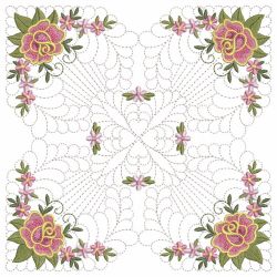 Trapunto Feather Rose Quilt(Lg) machine embroidery designs