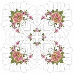 Trapunto Feather Rose Quilt 02(Sm)