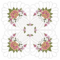 Trapunto Feather Rose Quilt 02(Lg)