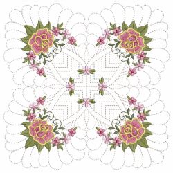 Trapunto Feather Rose Quilt 02(Lg) machine embroidery designs