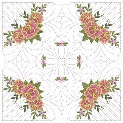 Trapunto Feather Rose Quilt 03(Lg) machine embroidery designs
