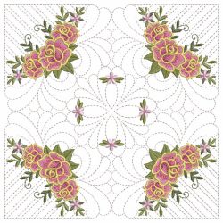 Trapunto Feather Rose Quilt 03(Lg)