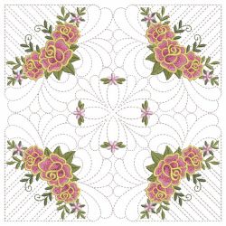 Trapunto Feather Rose Quilt 03(Lg)