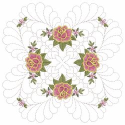 Trapunto Feather Rose Quilt 04(Lg) machine embroidery designs