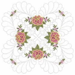 Trapunto Feather Rose Quilt 04(Sm) machine embroidery designs