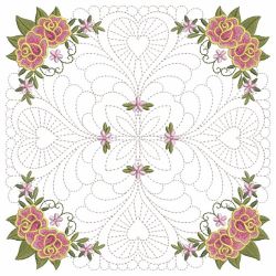 Trapunto Feather Rose Quilt 05(Lg) machine embroidery designs