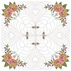 Trapunto Feather Rose Quilt 05(Lg)