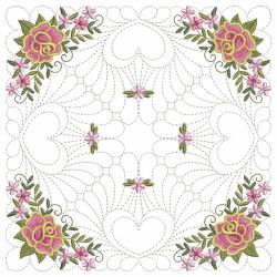 Trapunto Feather Rose Quilt 06(Lg)