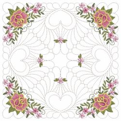 Trapunto Feather Rose Quilt 06(Lg)
