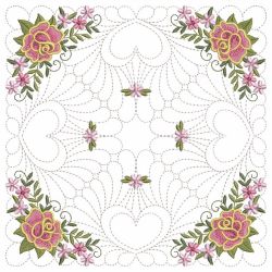 Trapunto Feather Rose Quilt 06(Sm) machine embroidery designs